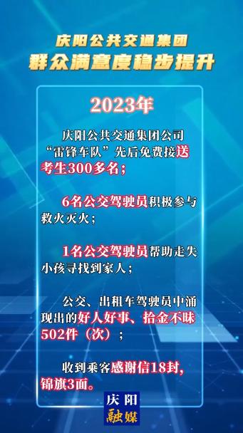 慶陽(yáng)公共交通集團(tuán)，群眾滿意度穩(wěn)步提升