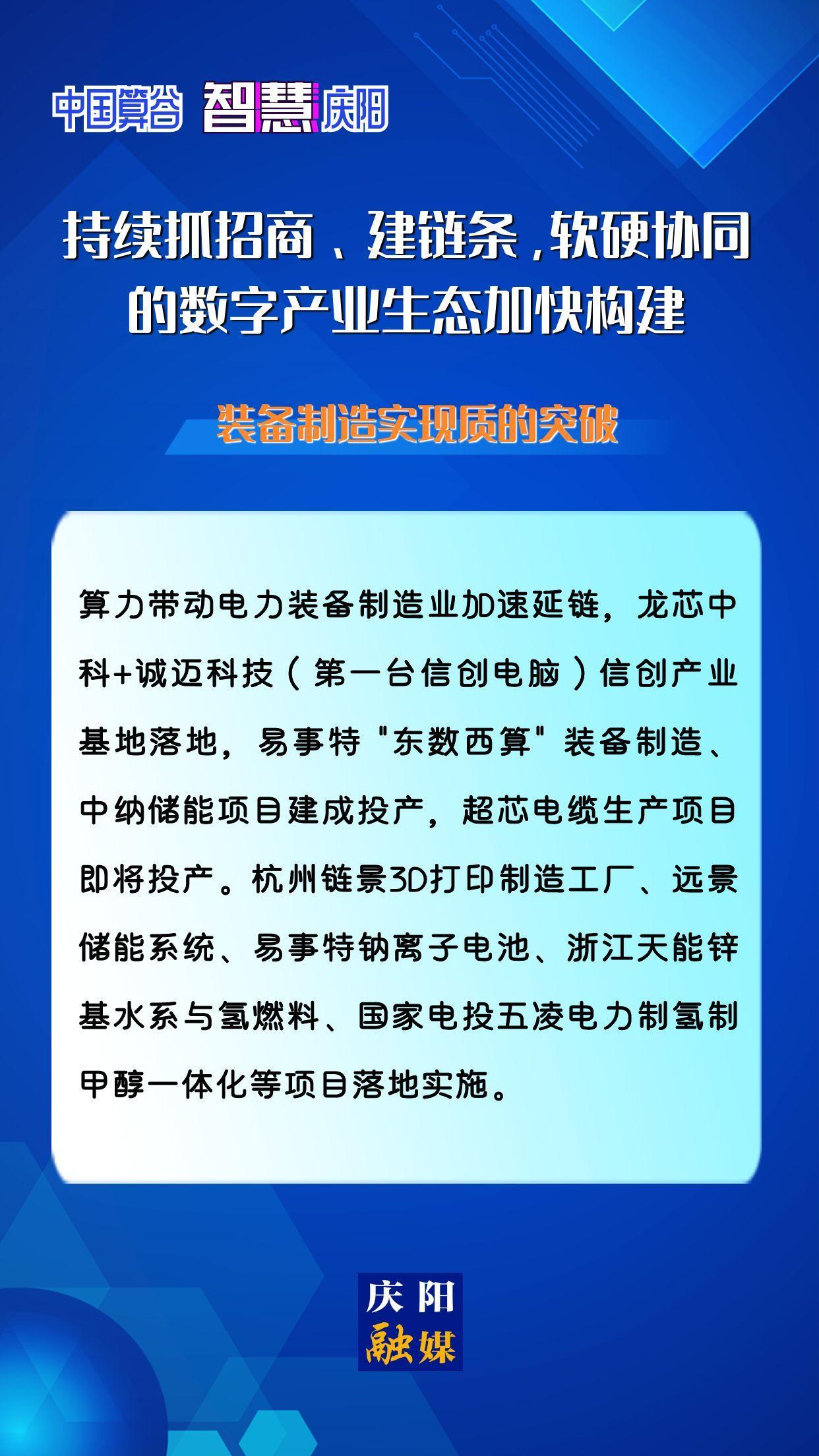 【海報】中國算谷 智慧慶陽 | 持續(xù)抓招商、建鏈條，軟硬協(xié)同的數(shù)字產(chǎn)業(yè)生態(tài)加快構(gòu)建